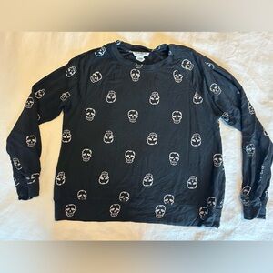 For The Republic Black Skull Design Top